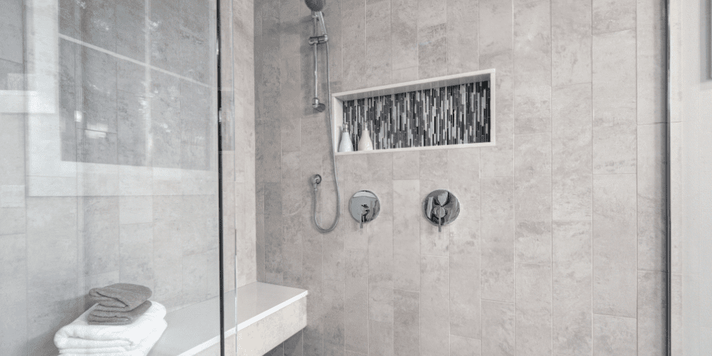 Built-in seating for shower | Sunwood Home Builders and Remodelers