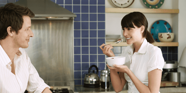 couple relaxing in the kitchen